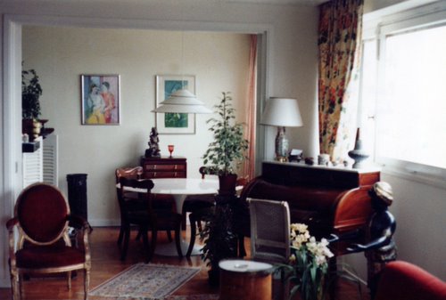 This is a photo of an antique-filled beautiful penthouse apartment when my family stayed in Poissy, France in 1990. The apartment was an excellent example of why home exchange give families the chance to stay in the best homes worldwide for free.